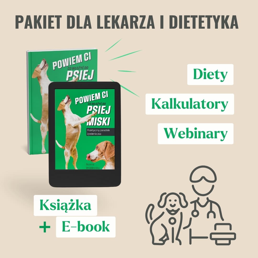 Pakiet dla lekarzy weterynarii: książka + e-book + Roczny dostęp do Platformy Dietetyk Zwierzęcy24 (wiedza, kalkulatory, przepisy, webinary)